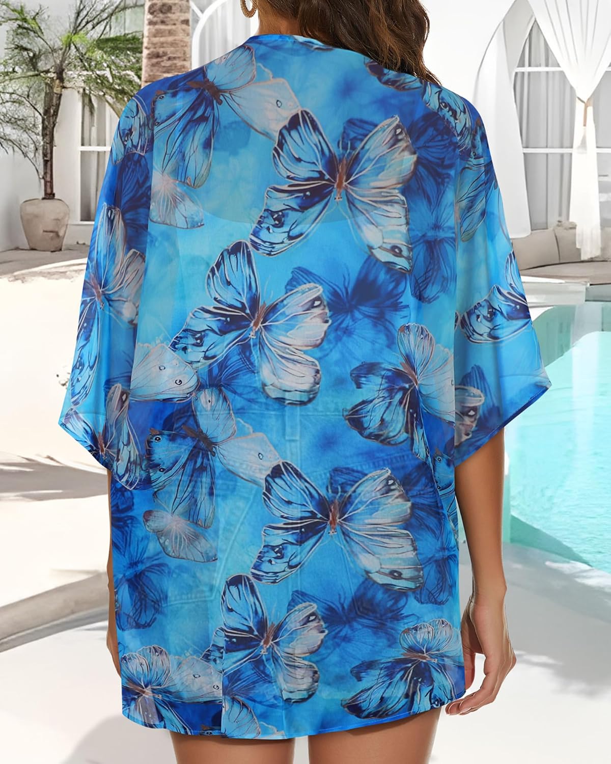 Womens Kimono Cardigans Beach Cover ups Swimwear Puff Sleeve Loose Casual Summer Tops 2026