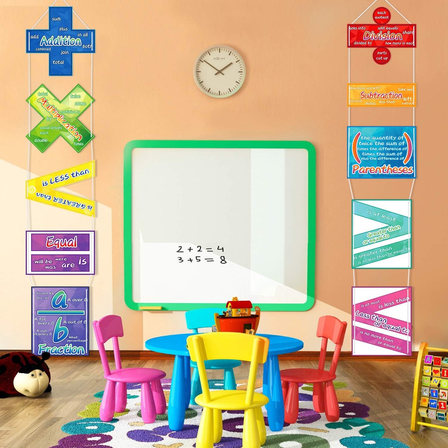 Blulu 10 Pieces Math Poster for Classroom Preschool Primary School Students Kids Math Symbol Teach Educational Learning Poster Keyword for Classroom Decoration Bulletin Board Decor