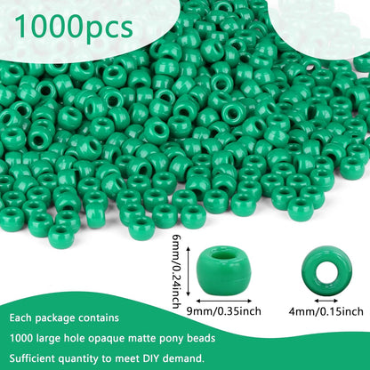 Red Pony Beads 1000Pcs 9mm Pony Beads Bulk Red Perler Beads for Friendship Bracelets Kandi Beads Hair Beads for Braids Beads for Crafts