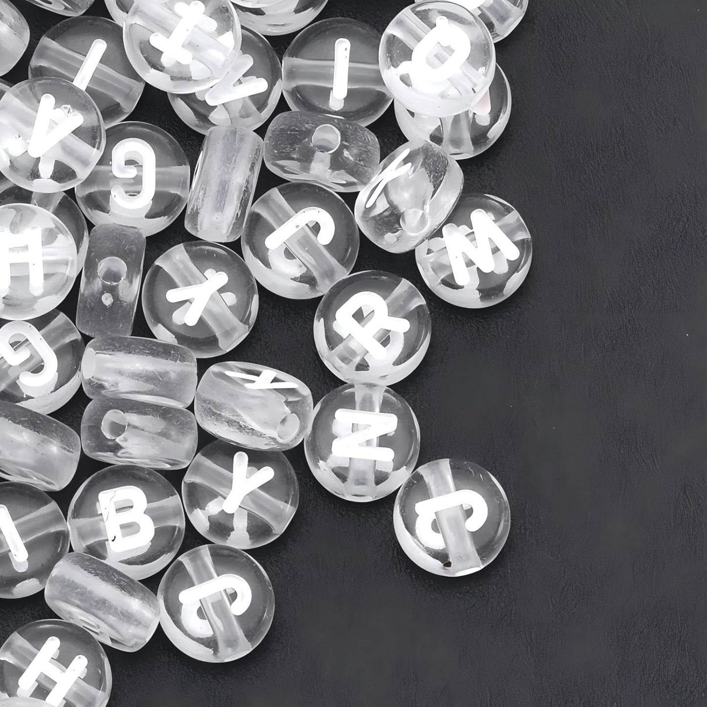 1600Pcs White and Silver Round Letter Beads A-Z, 4X7mm Acrylic Alphabet Beads for Jewelry Making