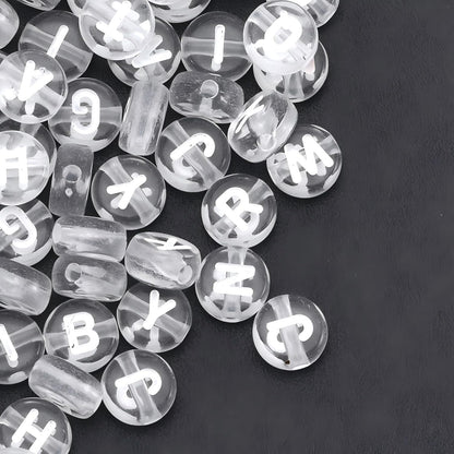 1600Pcs White and Silver Round Letter Beads A-Z, 4X7mm Acrylic Alphabet Beads for Jewelry Making