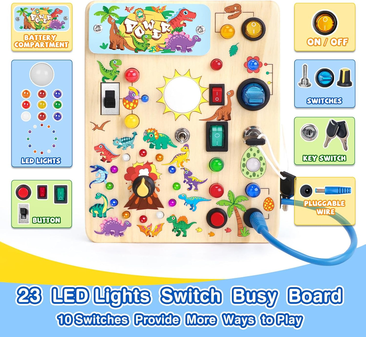 Grarain Busy Board for Toddlers - Montessori Educational Toy for 1-3 Year Old Boys & Girls | Travel-Friendly Sensory Learning Activity | Ideal for Kids with Autism(Clocks Busy Board)