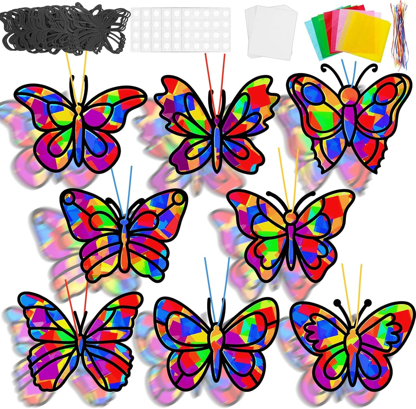 Lonfliness 32 Sets Solar System Suncatchers Crafts Kit DIY Outer Space Window Stained Glass Effect Paper Planet Home School Classroom Decoration Art Craft Creative Activity Project Gift Favor
