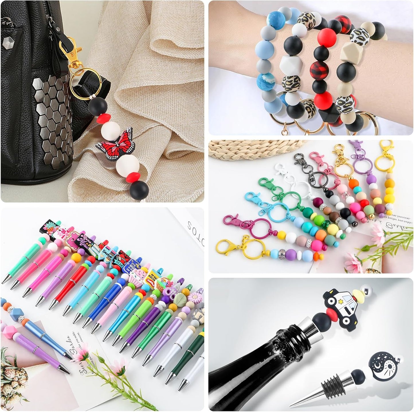 65Pcs 19mm Silicone Beads for Keychain Making Bracelet Necklace, Bulk Round Silicone Beads for Pens（Christmas Green） - Colors A