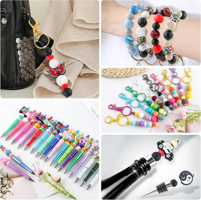 65Pcs 19mm Silicone Beads for Keychain Making Bracelet Necklace, Bulk Round Silicone Beads for Pens（Christmas Green） - Colors A
