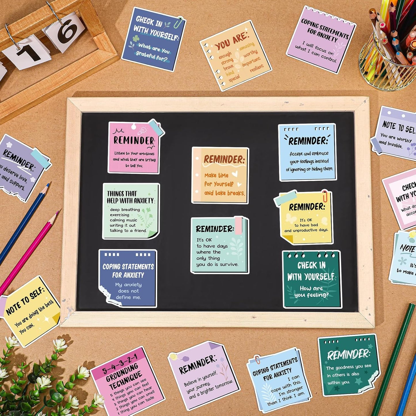 Copkim 20 Pcs Mental Health Magnets Motivational Daily Reminders Magnets with Positive Affirmations Mental Health Awareness Items for Lockers, Fridges, Home, Office, and Classroom Use(Morandi)