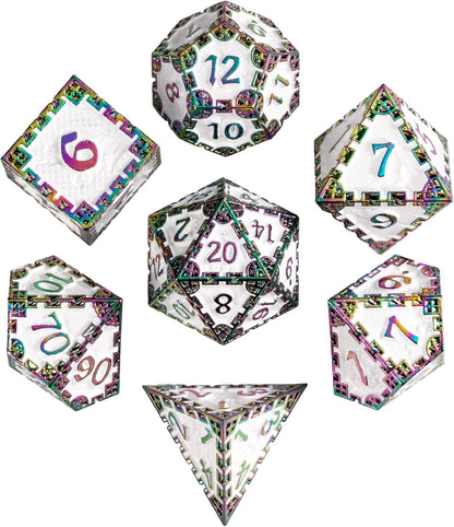 UDIXI Steampunk Metal Dice Set, 7 Die Polyhedral DND Dice Set for D&D Role Playing Game and Math Teaching (Ancient Copper)