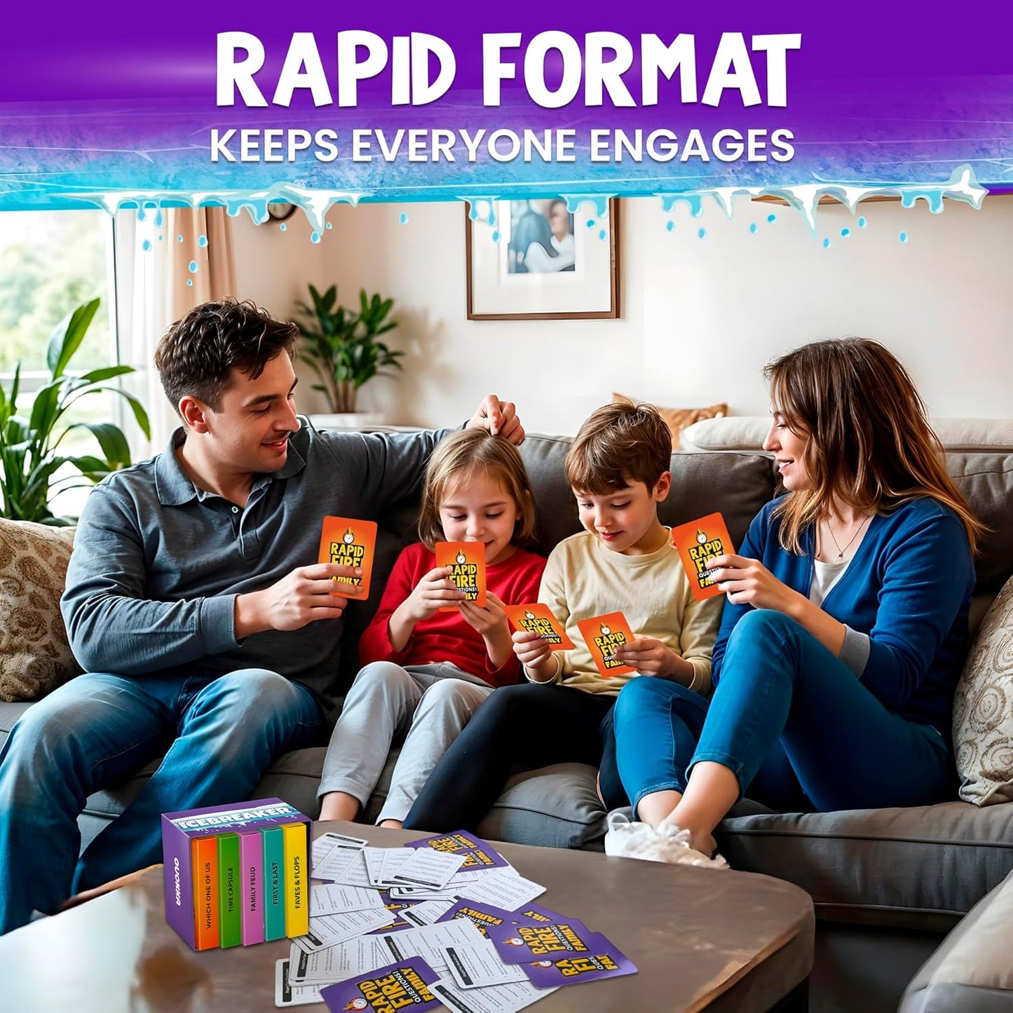 QUOKKA Family Conversation Cards Game - Break The Ice Game for Kids and Families - Icebreaker Cards with 500+ Questions - Family Game for Kids 8-12 - Perfect for Families Games Night I Travel Version