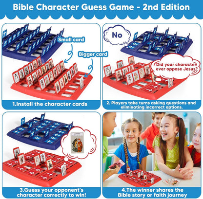 Garybank Guess Bible Who Am I Games for Kids, 24 Holy Bible Characters with Life Story & Verse Cards, Bible Trivia Study Supplies for Sunday School, Youth Group & Teens, Christian Catholic Gifts