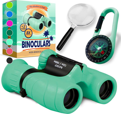 Binoculars for Kids – Perfect Toy for Little Boys and Girls – Extensive Set Incl. Magnifying Glass & Compass – Powerful Magnification 8X21 – 3 to 12 Year Old Kids for Toddler