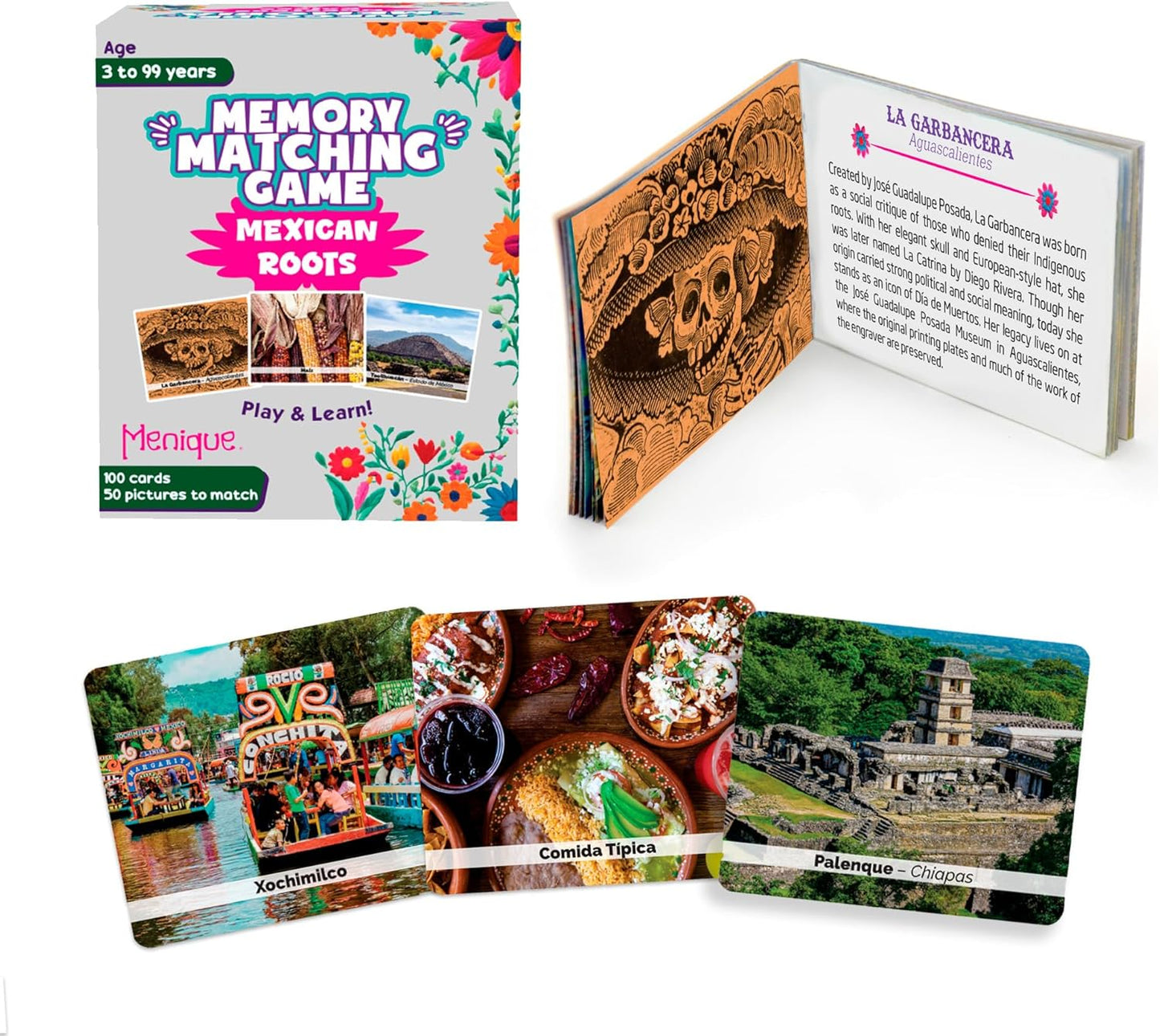 Menique Wild Animals Memory Matching Game – 80 Cards (40 Pairs) with Real Photos – Includes Educational Booklet with Animal Facts – Fun & Cognitive Game for Kids and Adults
