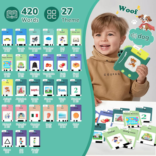 Talking Flash Cards for Toddlers 1 2 3 4 5 6 Year Olds, 420 Sight Words, Montessori Toys to Learning, Pocket Speech Therapy Toys for Toddlers, Sensory Preschool Educational Birthday