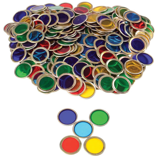 150 Magnetic Counting Chips & Counters with 2 Block Magnets | Translucent Math Manipulatives for Preschool STEM | Light Table Accessories in 5 Colors