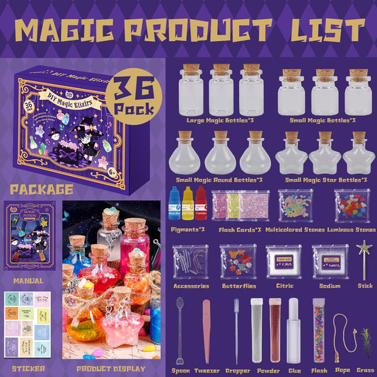 Magic Potion Kit for Kids - 22 Mixed Fairy Potion Bottles, Art Craft & Decoration Toys for Girls Ages 6 7 8 9 10 12+ Year Magical Workshop Kit for Boys Girls Birthday Party Gift, Christmas