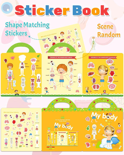Benresive Reusable Sticker Books for Toddlers, Fun Travel Stickers for Kids, Toddler Sticker Book, Crafts Activities for Toddlers, 3 and Up Birthady Gifts - Vehicle