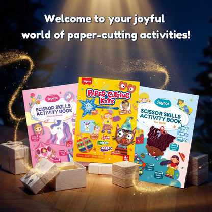 Toddler Scissor Skills Activity Book, 4 Progressive Levels to Learn Cutting for Kids Ages 3-6, 31 Fun Crafts with Child-Safe Scissors, Develop Fine Motor Skills, Ideal Christmas Gift & Arts and Crafts