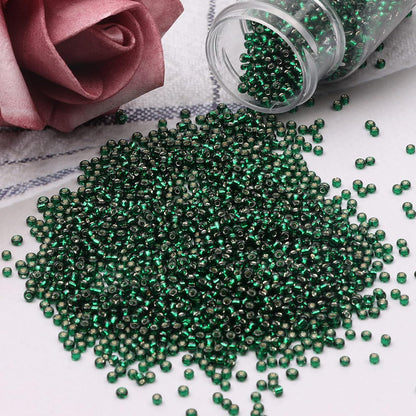 10100 Pcs Size 11/0 Glass Seed Beads, 2 mm Dark Green Small Mini Spacer Loose Pony Beads for Jewelry Making and DIY Crafts - Colors A