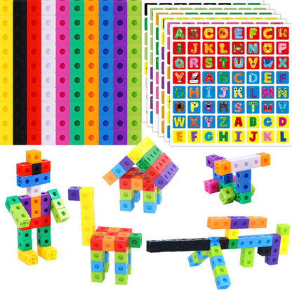 SpriteGru Math Linking Cubes, Math Cubes Manipulatives with Activity Cards Linking Cube Math Counters for Kids Kindergarten Learning Activities