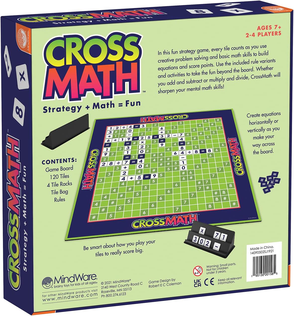 MindWare CrossMath - Engaging 2-4 Player Math Games for Kids, Multiplication Game - Includes Additional Activities and Guidebook