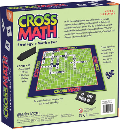 MindWare CrossMath - Engaging 2-4 Player Math Games for Kids, Multiplication Game - Includes Additional Activities and Guidebook
