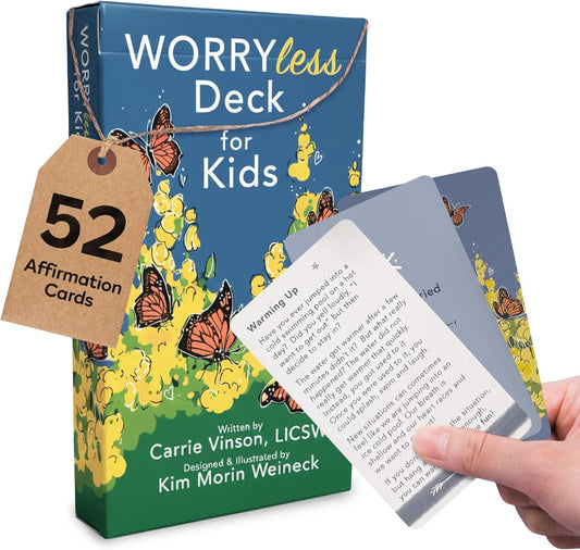 Worry Less Kids Deck - Emotional Regulation Tools for Kids, 52 Therapy Cards with Affirmations & Coping Skills, Helps Children Talk About Feelings, Ideal Tools for Health Therapists