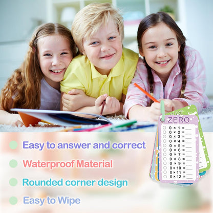 Slapaflife Multiplication Flash Cards 0-12, Times Table Flashcards,13 Pcs Flash Cards with 2 Dry Erase Markers 2 Rings, 1st to 3rd Grades Multiplication Game