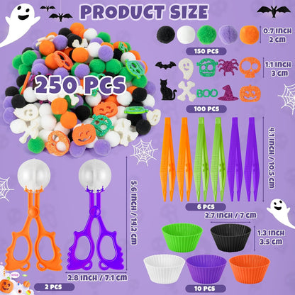EZdhuawuse Summer Sensory Bin Fillers - 268Pcs Summer Beach Fine Motor Toys Counting Sorting for Kids, Felt Beach Ball Palm Tree Pom Poms Cup Clip for Preschool Education Birthday Gift Party Favors