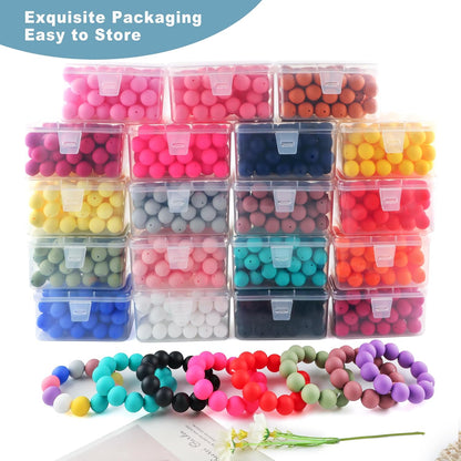 65Pcs 19mm Silicone Beads for Keychain Making Bracelet Necklace, Bulk Round Silicone Beads for Pens（Christmas Green） - Colors B