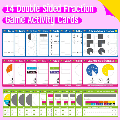 Magnetic Fraction Tiles & Fraction Circles Activity Set, Fraction Manipulative Visual Fraction Model, Hands-on Math Learning Educational Tool for Homeschooling Resource