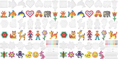 20 Pieces 5mm Fuse Beads Pegboards Clear Animal Shape Plastic Pegboards Craft Tray with 20 Pieces Colorful Cards for Kids DIY Craft Beads