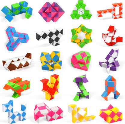 35 Pack 24 Blocks Magic Snake Cube Toy,Fidget Mini Snake Cube Puzzle Toy for Kids,Mini Plastic Puzzle Cube Toy for Kids Party Supplies,Classroom Rewards