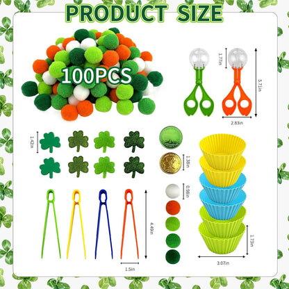 212Pcs St. Patrick‘s Day Shamrock Sensory Bin Fillers - Spring Sensory Collection: Learning Activities for Sorting, Counting and Fine Motor Skills
