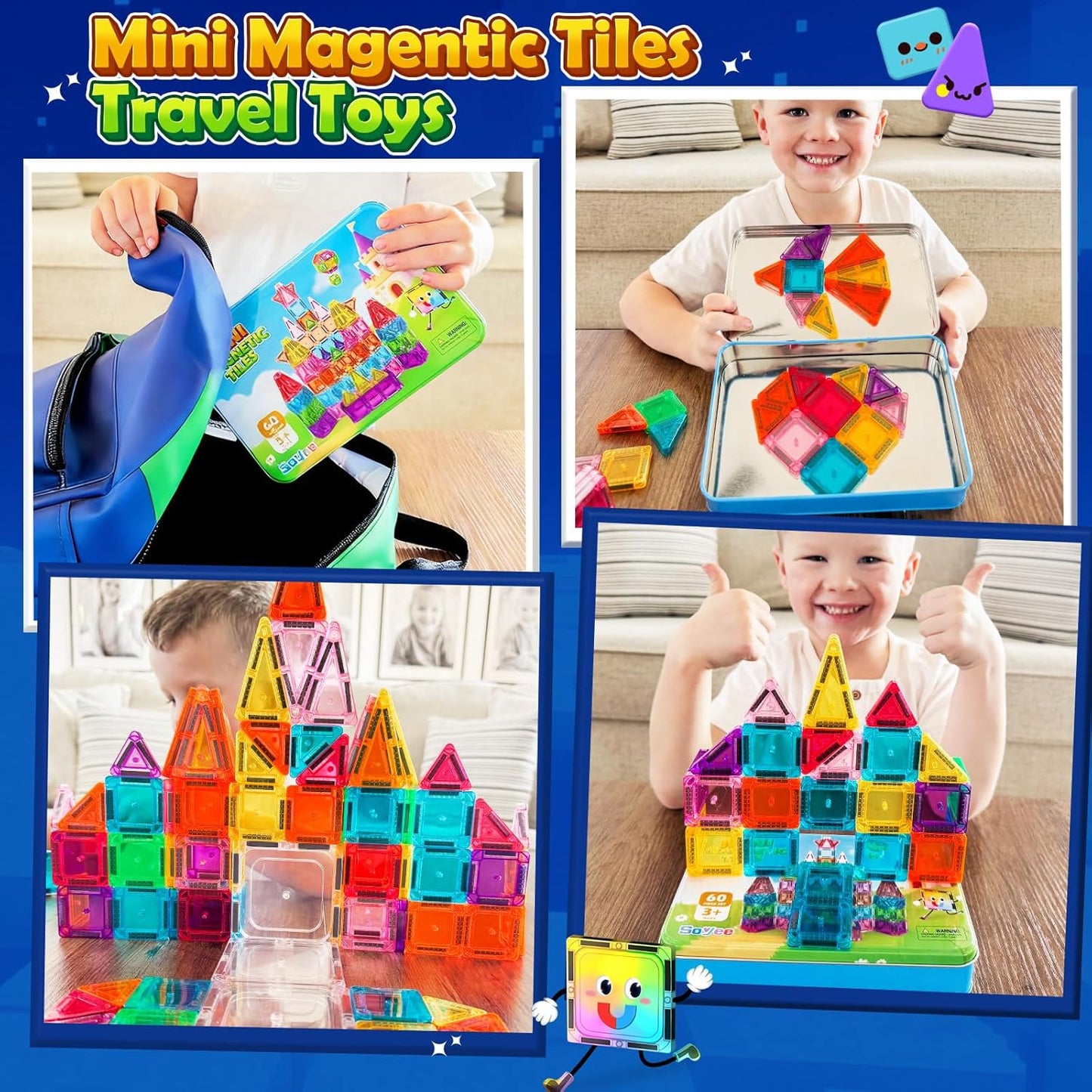 Magnetic Tiles Toddler Toys Magnetic Building Blocks for Kids Ages 3-12 STEM Educational Toys for Girls & Boys Sensory Toys for Kids with Autism Classroom Must Haves Outdoor Toys