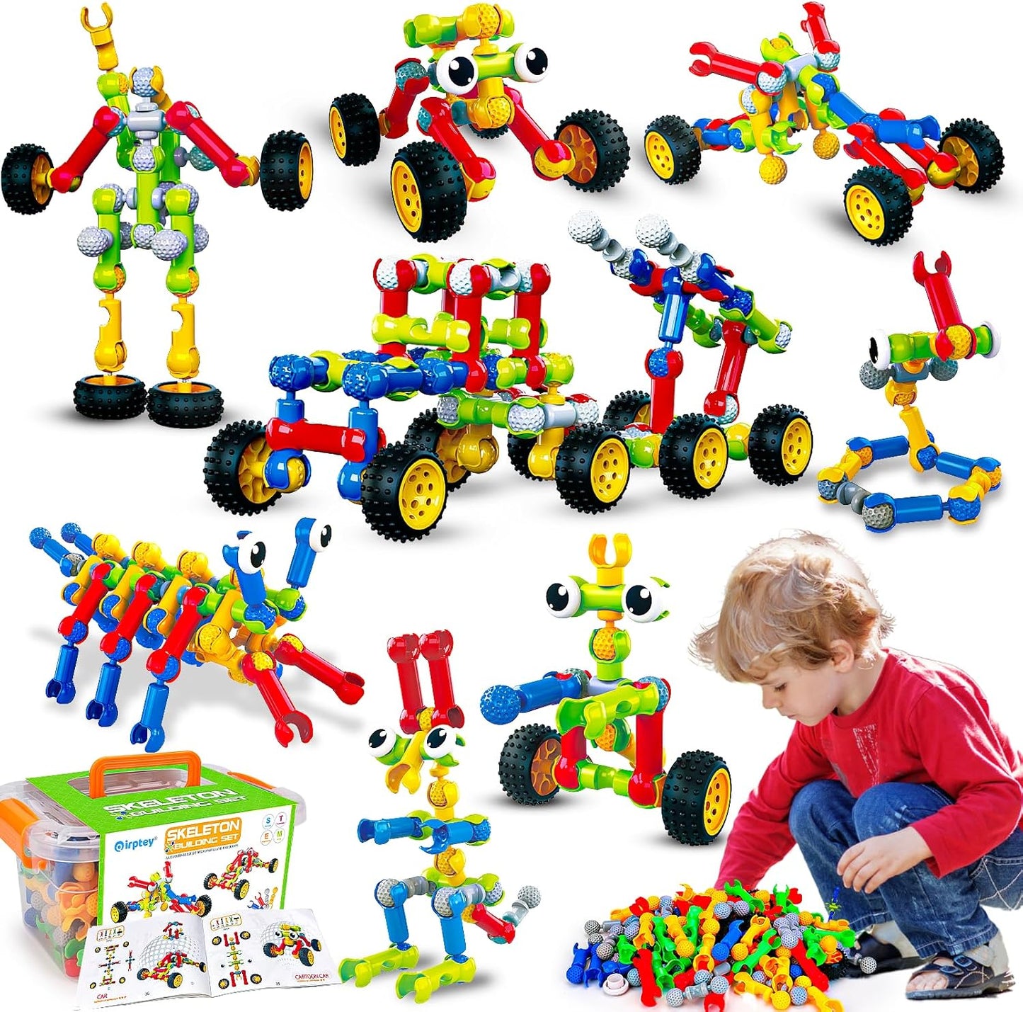 Kids STEM Building Toys for 3 4 5 6 7 8+ Year Old Boy Girl Birthday Gift, 125 Pcs Preschool Classroom Educational Building Blocks Stem Kits Activities Ages 3-5 4-8 5-7 6-8 Engineering Creative Games