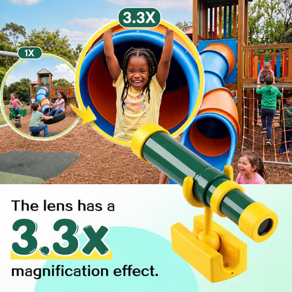 Sratte 1 Pcs Green and Yellow Telescope Playset Attachment Plastic Telescope Featuring 360 Degree Spin Magnification Effect Treehouse Playground Accessories Gifts Outdoor Playhouse