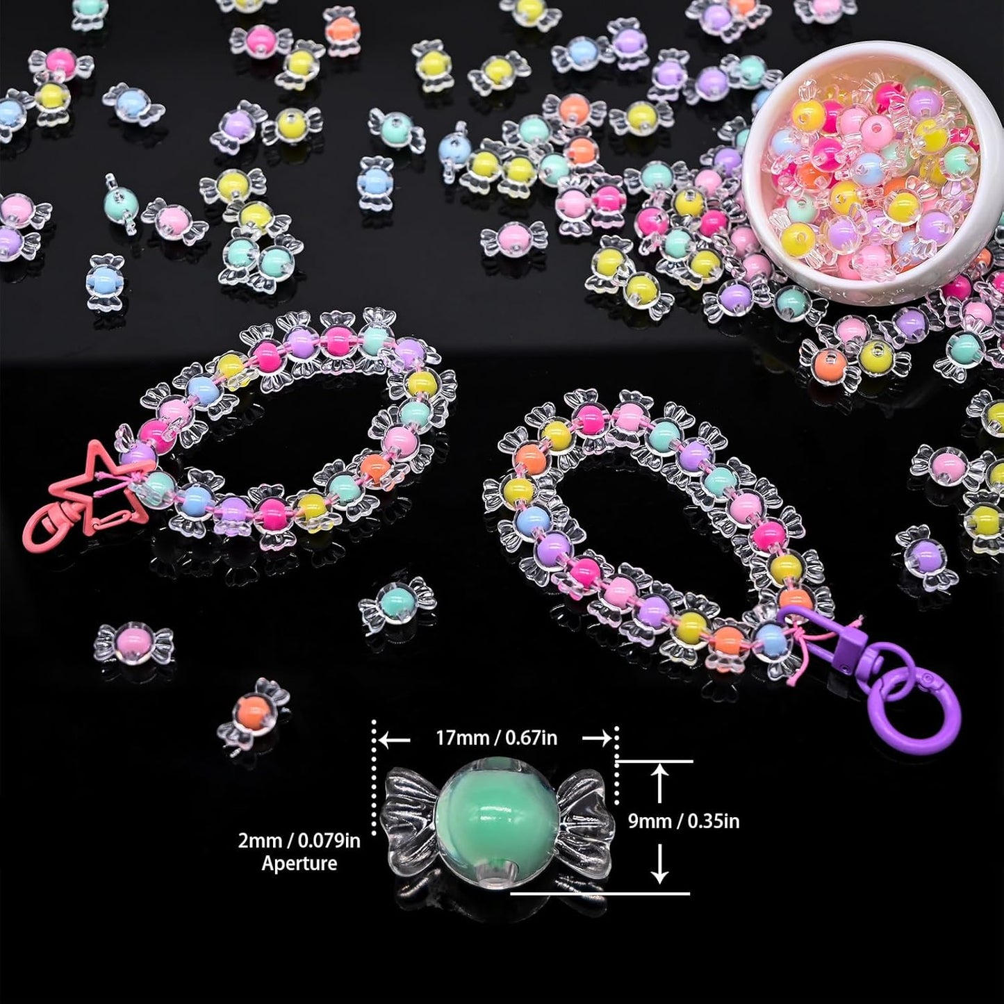 200g+ Candy Bulk Assorted Cute Kandi Beads for Jewelry Making, Bracelet Making Kit, Craft Supplies Charm Beads(Mixed II)