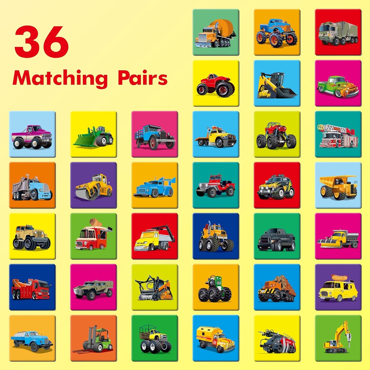 Hebayy 72 PCS Memory Matching Game, Real Animal Matching Cards for Toddlers 36 Pairs Memory Cards for Preschool 4 5 6 Years Old