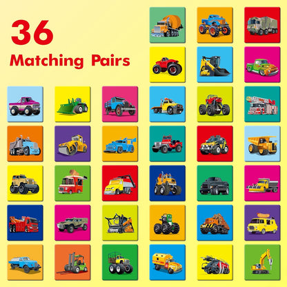 Hebayy 72 PCS Memory Matching Game, Real Animal Matching Cards for Toddlers 36 Pairs Memory Cards for Preschool 4 5 6 Years Old