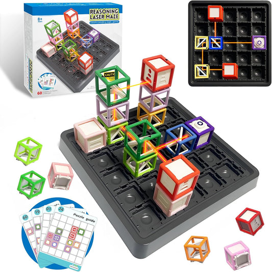 Laser Maze - STEM Logic Toys for Ages 8-13, 60+ Challenges Puzzle Games, Great 8-13 Years Old Children Gift to Develop Spatial Imagination Problem-Solving Concentration, Team/Solo Play