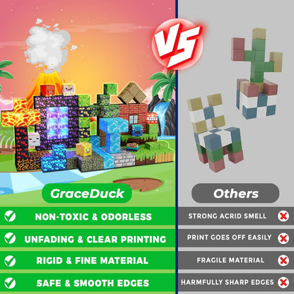 GraceDuck 300 PCS Magnetic Blocks - Magnetic Building Blocks, Stacking Magnets for Kids, Sensory Toy for STEM Montessori Sensory Toys for Kids 3+ Boys and Girls Christmas Birthday Gifts