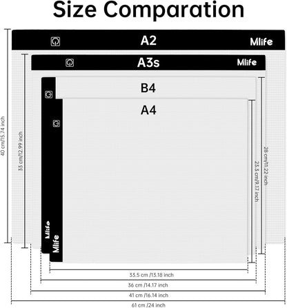 B4 LED Light Pad - Upgraded Diamond Art Light Box Dimmable Tracing Light Board, Sketching, Animation, Drawing Light Box with 4 Fasten Clips