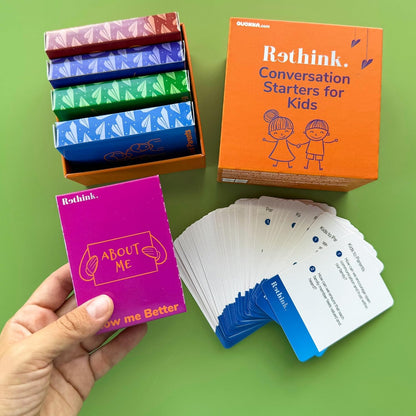 QUOKKA Conversation Cards Game - Kids Edition | 500 Questions | Original Version | Share Thoughts - Fun Talking Board Game for Family Night