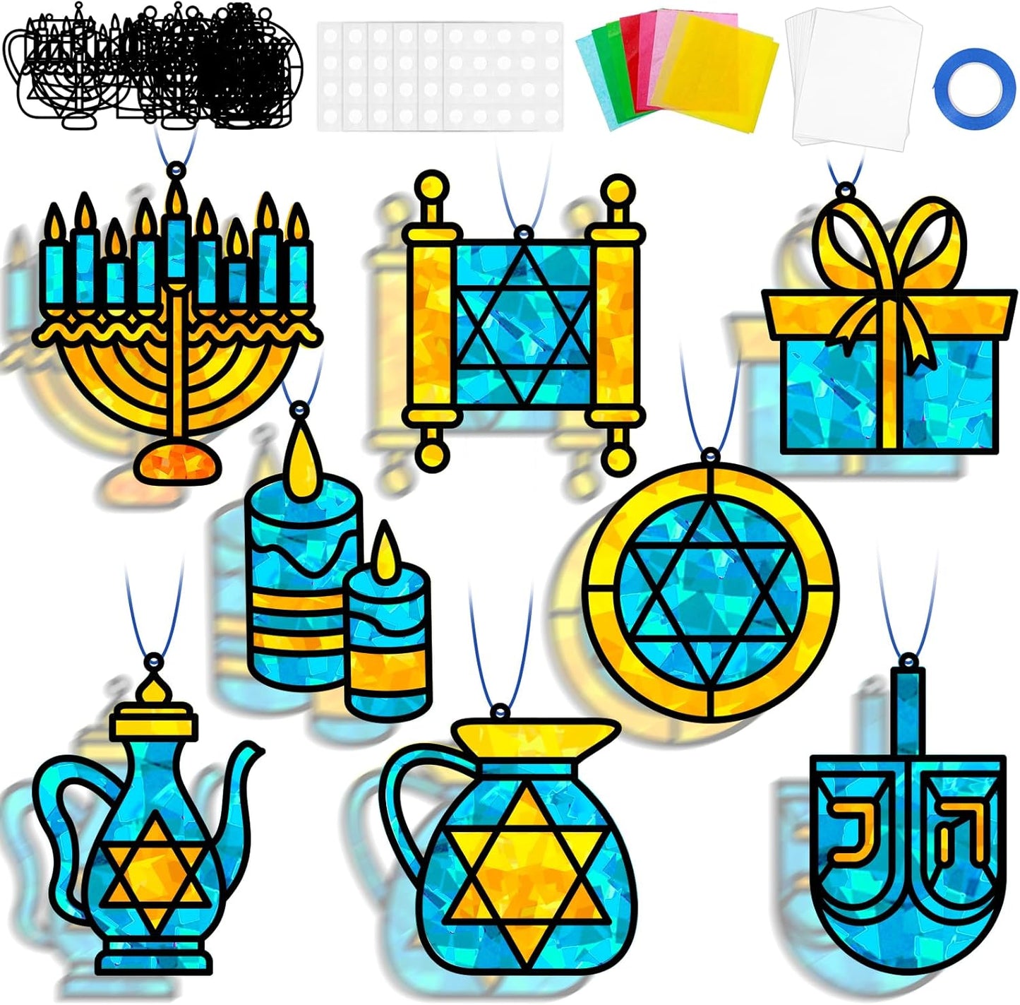 32 Sets Outer Space Suncatchers Craft Kit DIY Window Stained Glass Effect Planet Astronaut Alien Paper Crafts Home School Classroom Decoration Kid Birthday Gift Creative Art Project Activity Game - Colors B