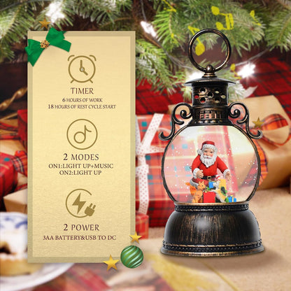 Extra Large Christmas Snow Globes Christmas Lantern, 12.99" Musical Snow Globe with 8 Songs, Santa Snowglobe for Kids Adults, 6H Timer Dual Power, Lighted Christmas Decorations Indoor Gifts