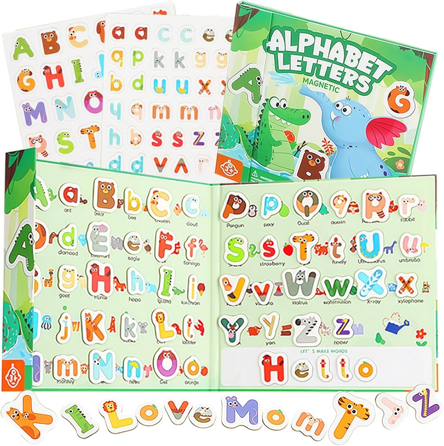 Magnetic Fraction Playbook & Fraction Manipulatives Set, Montessori Magnetic Fraction Book for Kids Grades K-3, Math Manipulatives with Fraction Tiles and Circles, Educational Fraction Games & Puzzle