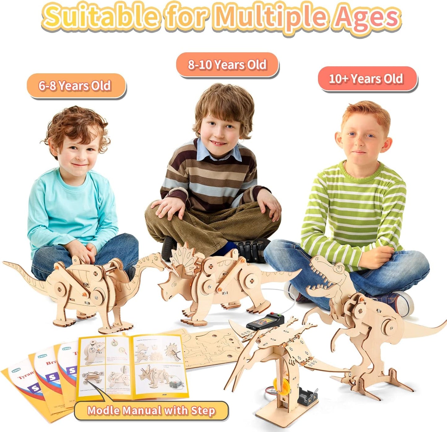 STEM Science Kits for Kids Ages 8-12 8-10, Wood Building Crafts Kits for Boys, STEM Toys for Ages 8-13 9 10 11 Year Old Gifts, Kids Science Engineering Experiment Projects, 3D Wooden Puzzles 10-12