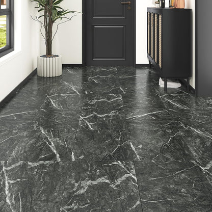Wallercity White Marble Peel and Stick Vinyl Floor Tiles 6-Pack 12x12 Inches Self Adhesive Waterproof Flooring Planks for Bathroom Kitchen Bedrooms Stick on Floor Tiles Laminate Sheets Vinyl Flooring
