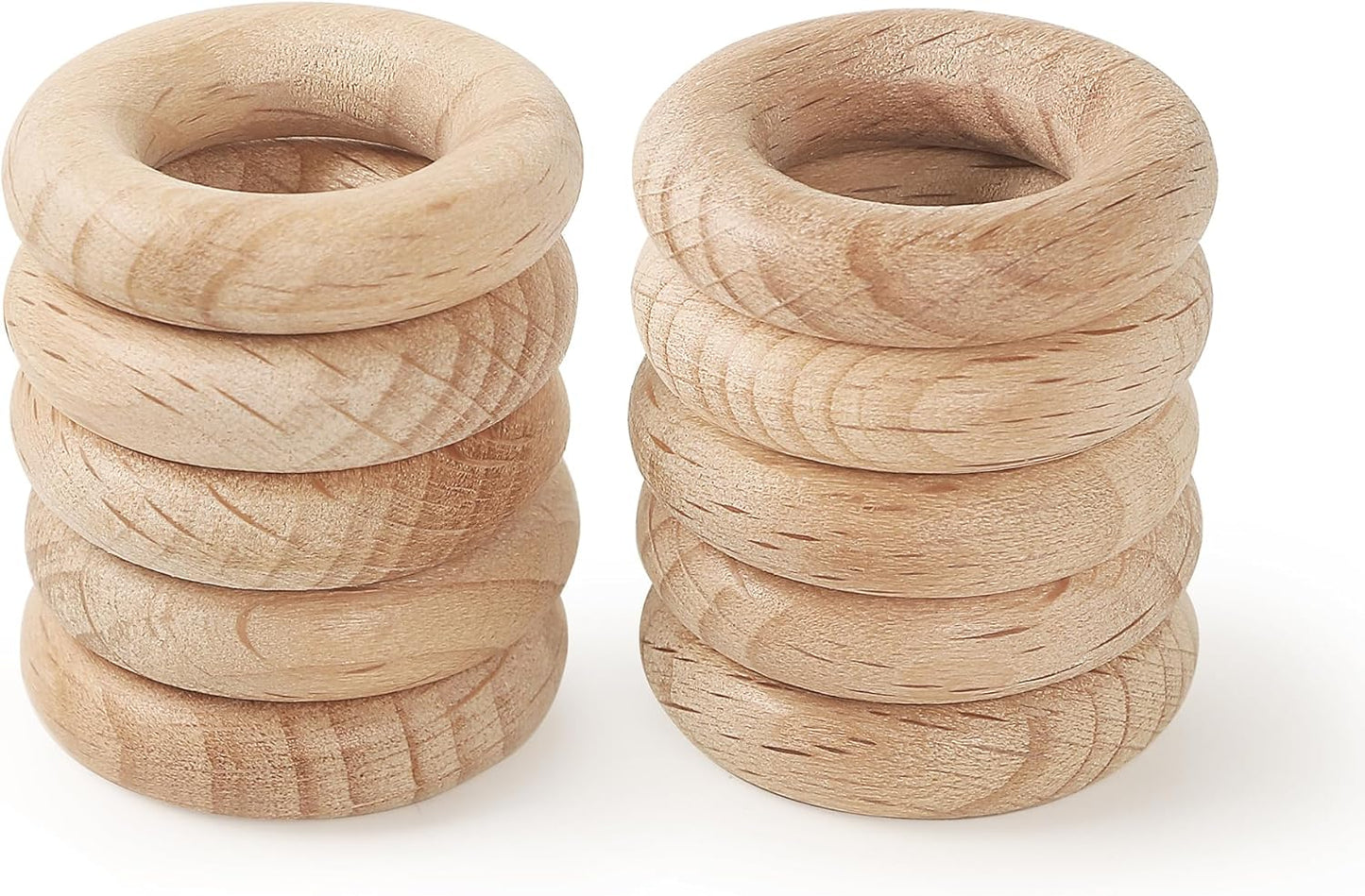 FoDau770 5pcs Natural Beech Wooden Rings, Unfinished Solid Wood Rings Heavy Duty Wood Circles, Macrame Craft Circles for Party, Home Decor & DIY Making - Outer Diameter: 3 Inch