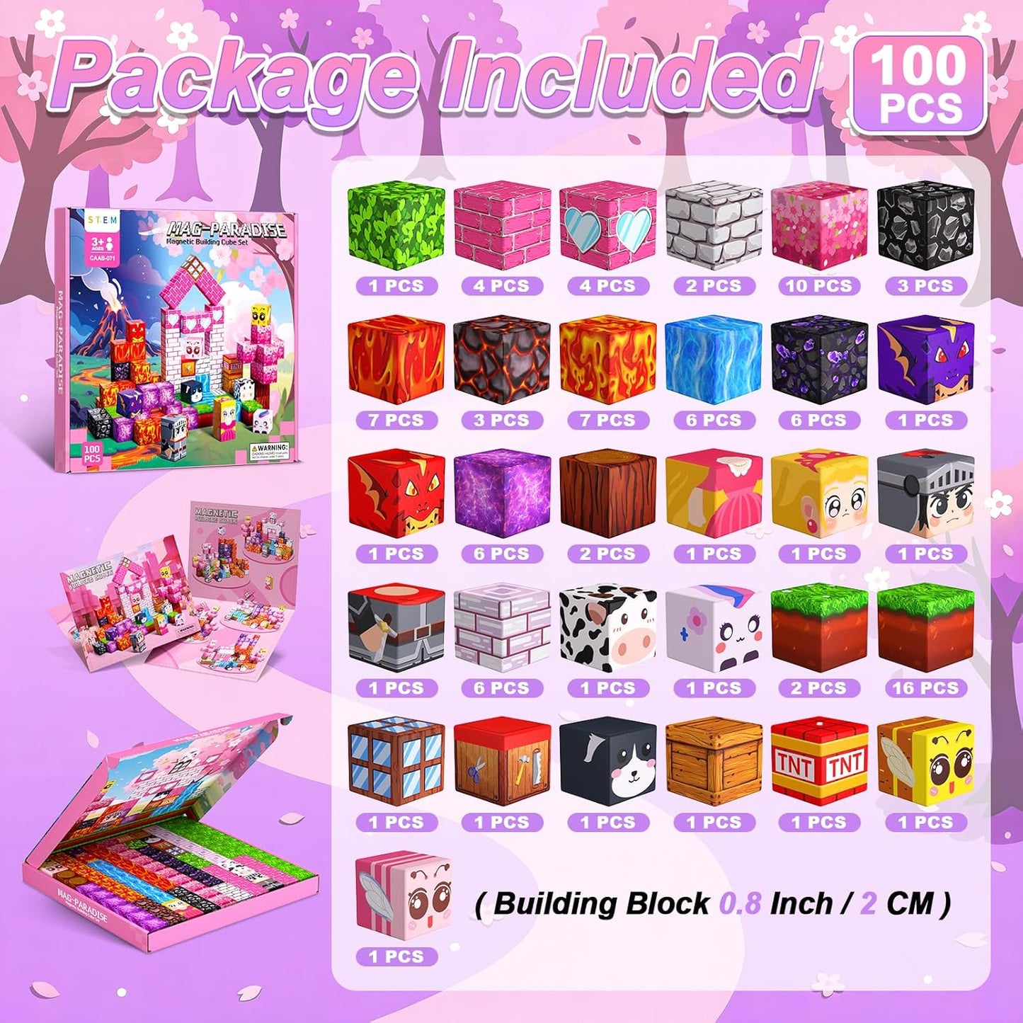 Magnetic Blocks, 150PCS Magnetic Building Blocks, Stacking Magnets for Kids, Sensory Toy for STEM Constructions Magnet Blocks for Girls Age 3+, Christmas Birthday Gifts (Snow Castle)