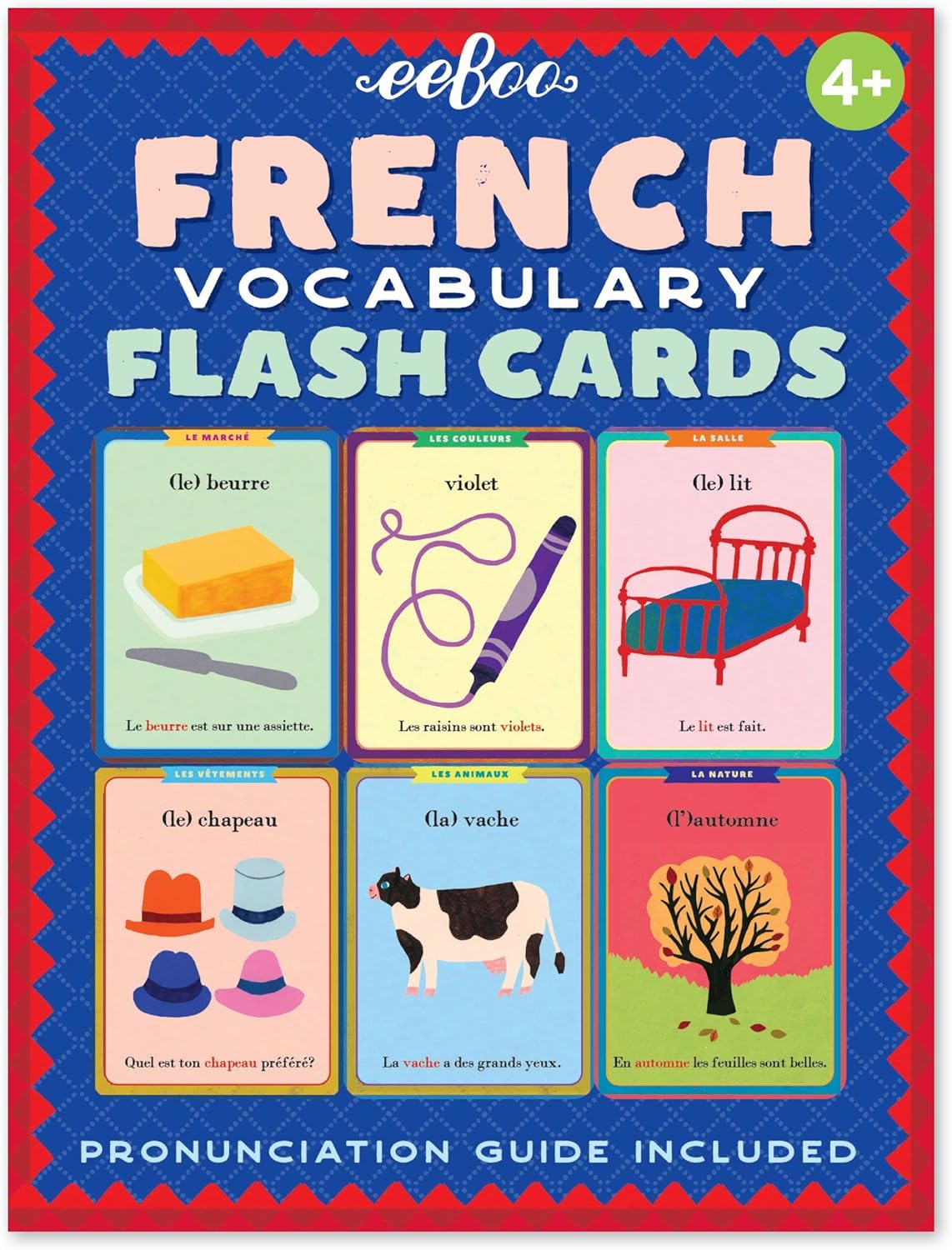 eeBoo: French Vocabulary Flash Cards, Learn French, Imaginative Problem Solving, Educational Games that Cultivates Conversation, Socialization, and Skill-Building, Perfect for Ages 4 and up